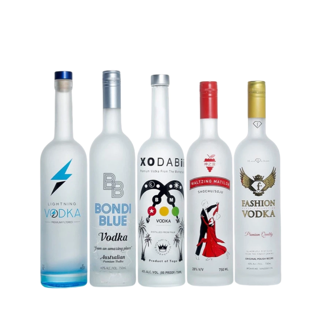 Garrafa de Vidro Frosted de 750ml com Logotipo Serigrafado